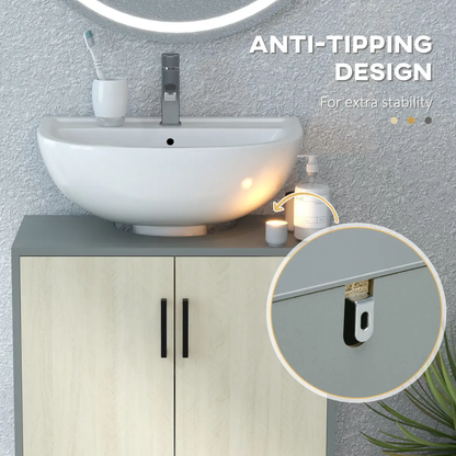 kleankin Bathroom Sink Cabinet, Under Sink Basin Storage Cupboard with Shelf by kleankin