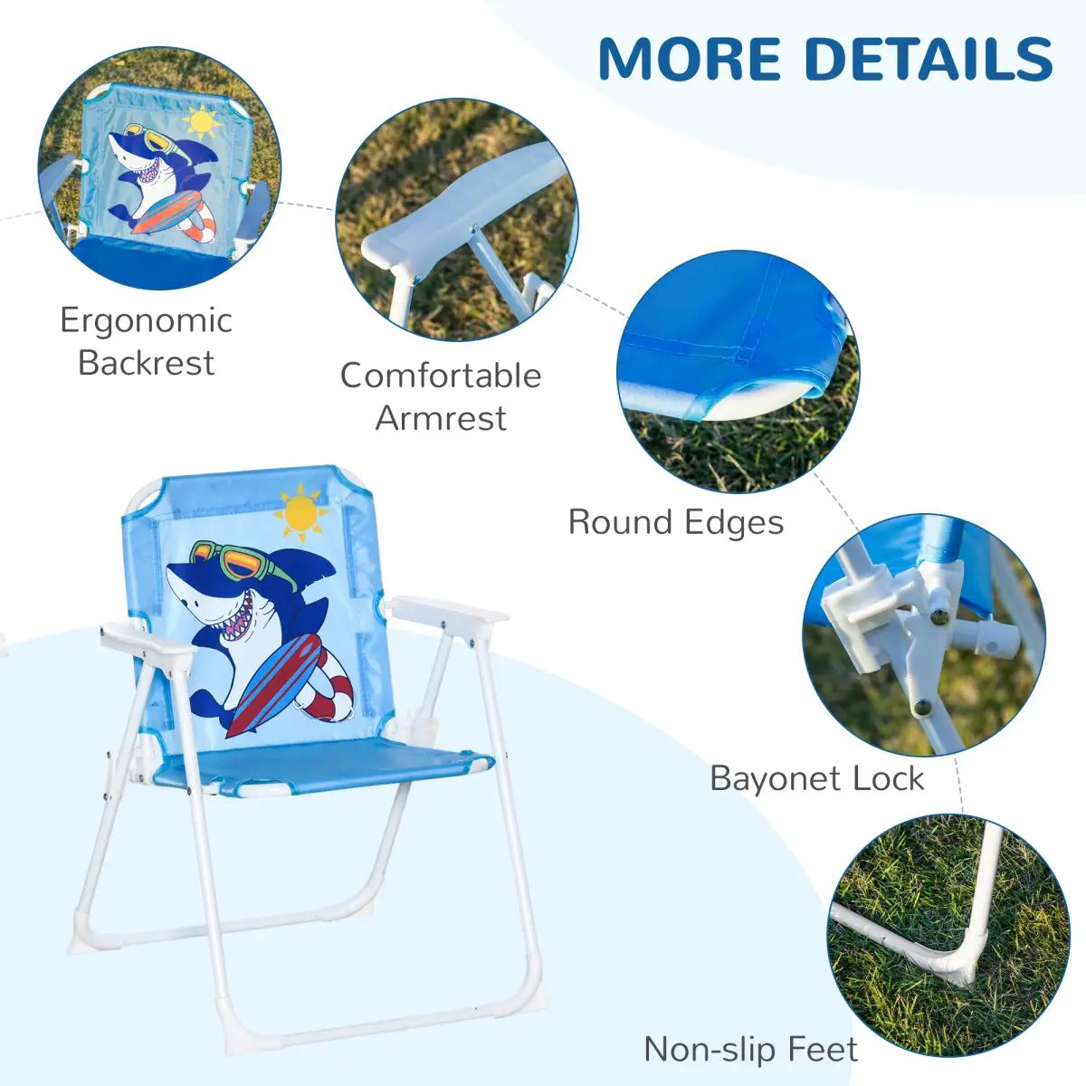 Kids Foldable Four-Piece Garden Set w/ Table, Chairs, Umbrella - Blue by Unbranded