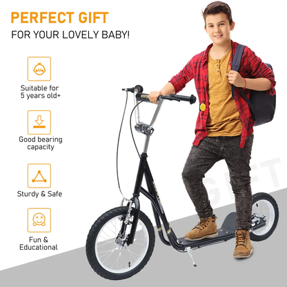 HOMCOM Teen Scooter Adjustable Height Dual Brakes Rubber Wheels Kickstand, by Unbranded