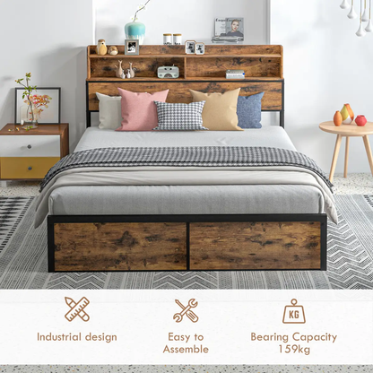 HOMCOM 5.2FT King Bed Frame with Storage Headboard and Under Bed Storage by HOMCOM