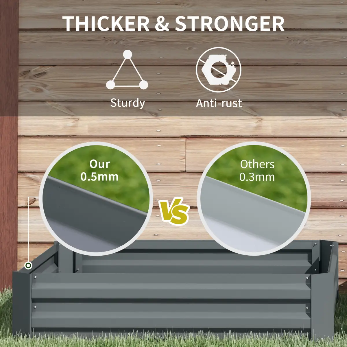 Outsunny Set of 2 Raised Garden Bed Galvanised Planter Box Easy Setup Dark Grey by Outsunny