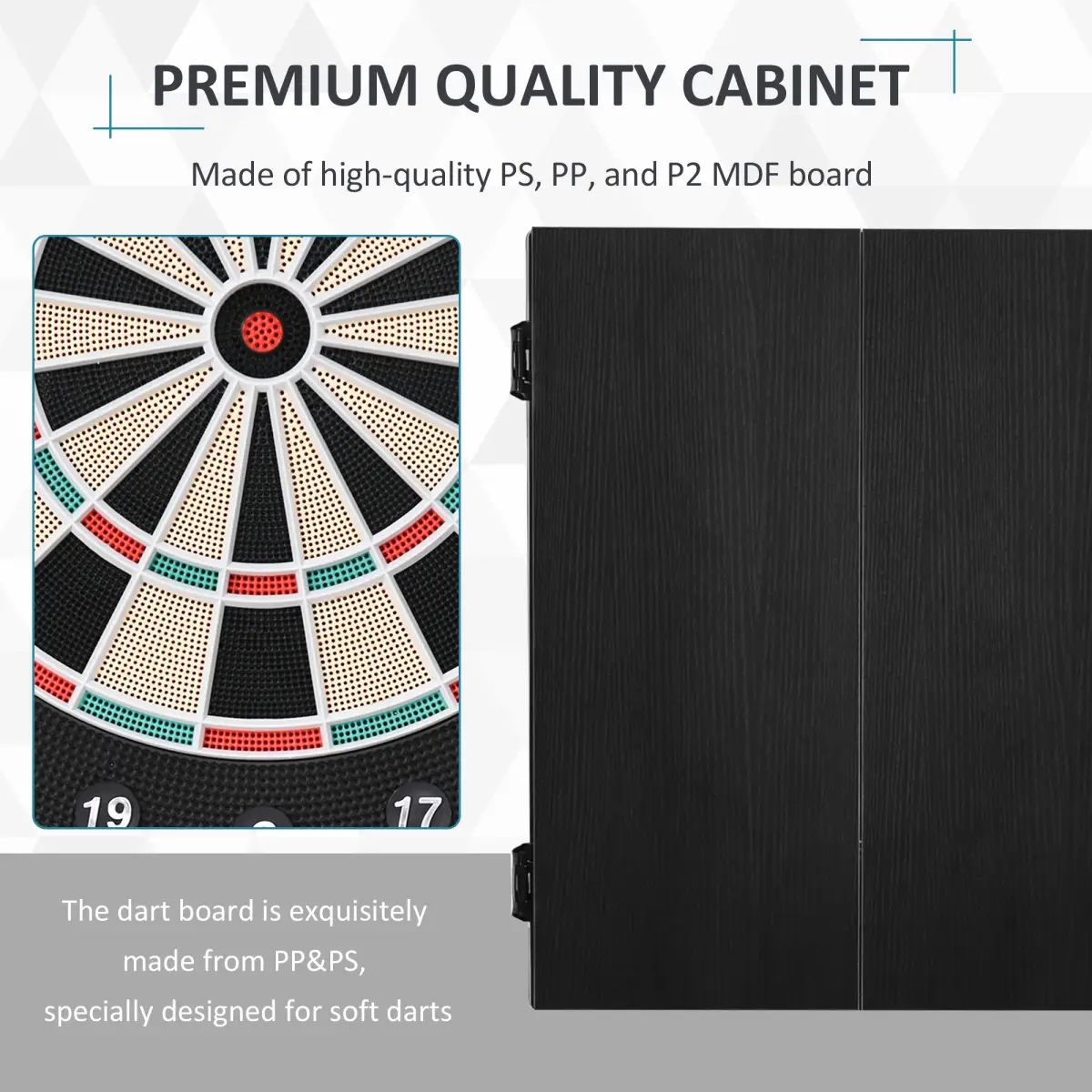 Electronic Dartboard with LED Digital Score Board 27Games Storage Cabinet by HOMCOM