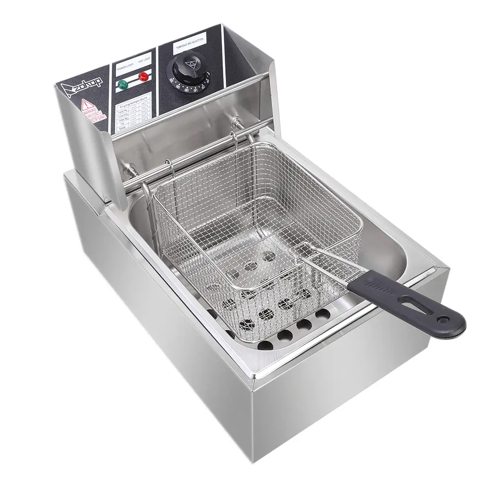 [Replace old code: 96063967] EH81 2500W 220-240V 6.3QT/6L Stainless Steel Single Cylinder Electric Fryer UK Plug by N/A