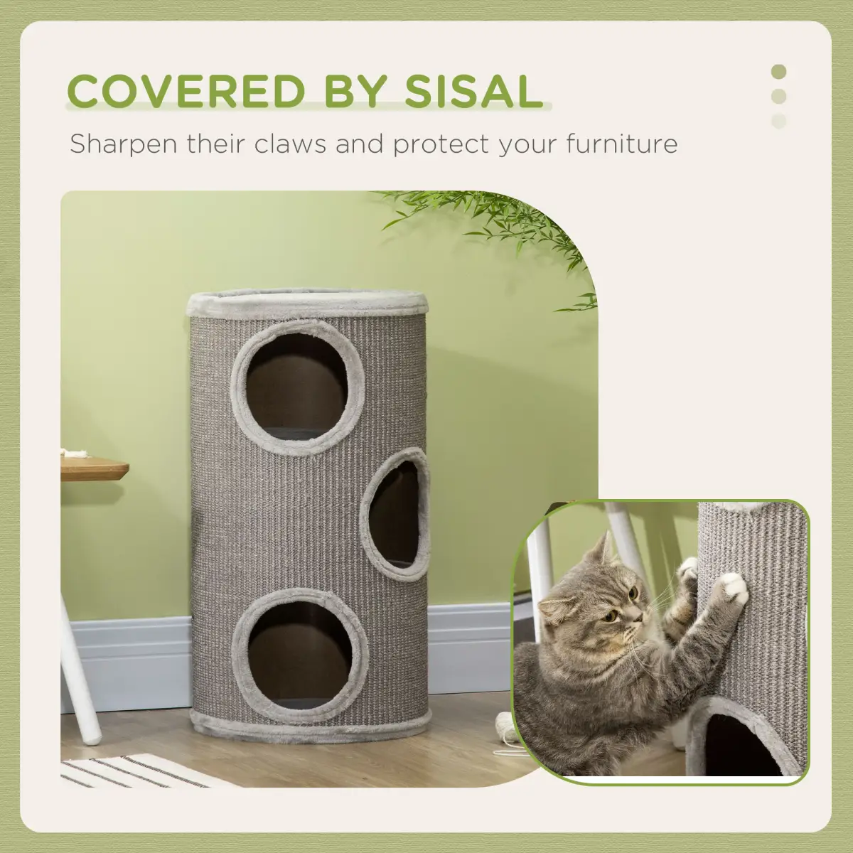 Cat Barrel Kitten Tree Tower for Indoor Cats, Covered with Sisal, Cosy Platform by PawHut