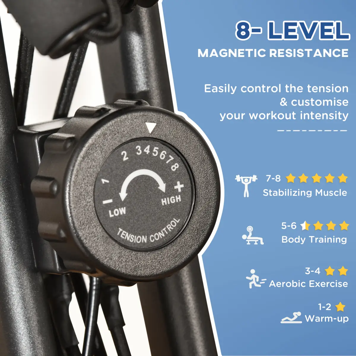 2-In-1 Upright Exercise Bike 8-Level Adjustable with Pulse Sensor Black HOMCOM by Unbranded