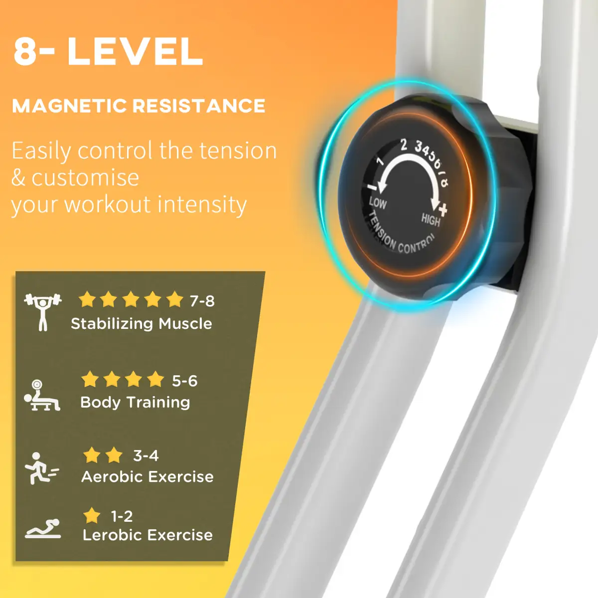 Magnetic Resistance Exercise Bike Foldable LCD Adjustable Seat Yellow by HOMCOM