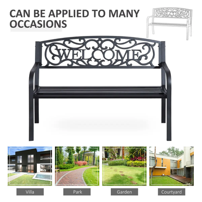 126Lx60Wx85H cm Steel Bench-Black by Outsunny