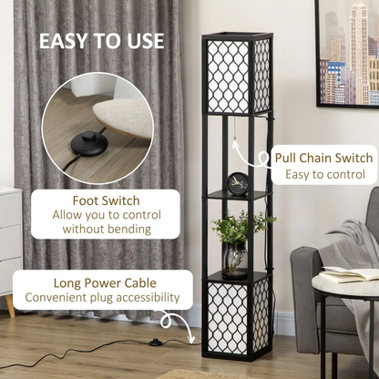 Floor Lamp with Shelves, 2 Light, Modern Standing Lamps for Living Room Bedroom by Unbranded