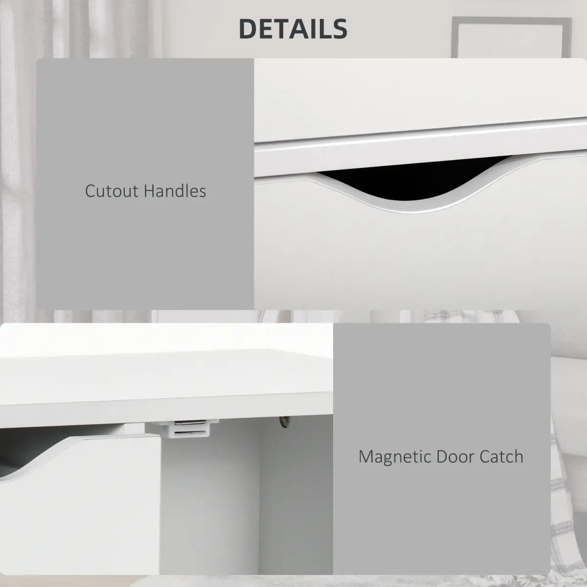 Modern Storage Cabinet Organizer with 4 Drawers and 1 Shelf, White by HOMCOM