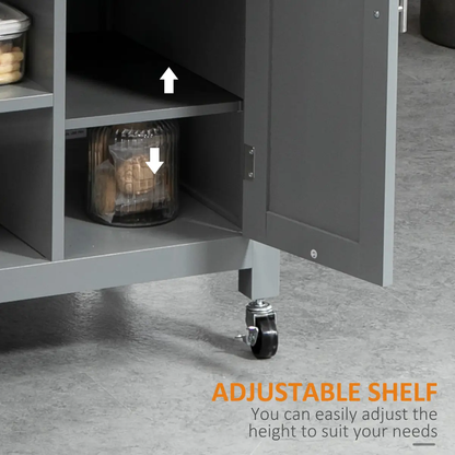Kitchen Trolley Utility Cart on Wheels with Open Shelf & Storage Drawer Grey by HOMCOM
