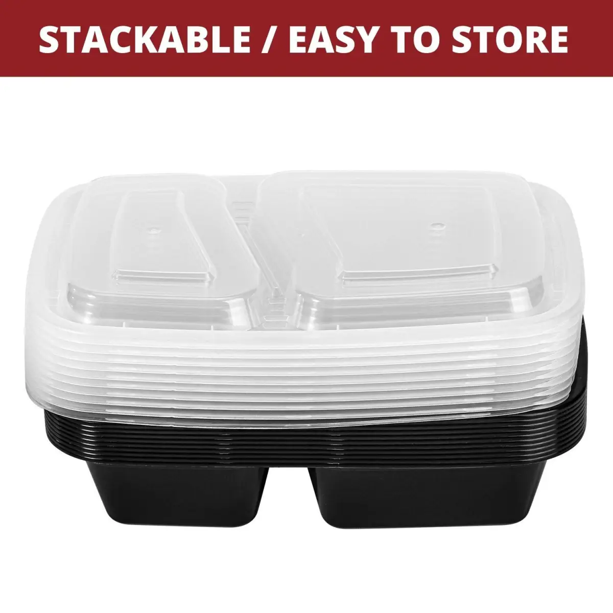 VINSANI 30pk 2 COMPARTMENTS MEAL PREP CONTAINERS 1010476 by Vinsani
