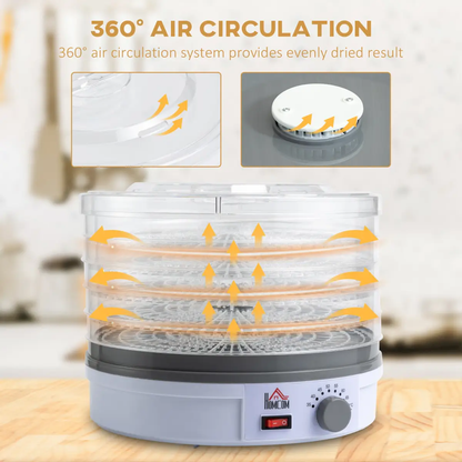 5 Tier Food Dehydrator 245W Stainless Steel Food Dryer Machine Timer LCD White by HOMCOM