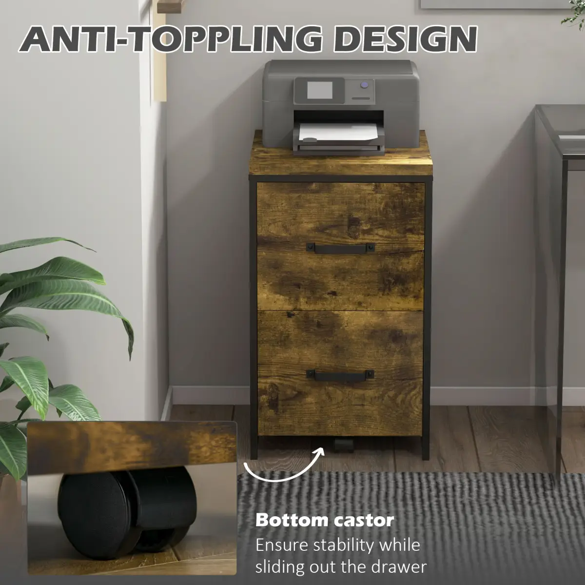 70cm Vertical Office Filing Cabinet w/ 2 Drawer, Hanging File Folder Vinsetto by Unbranded