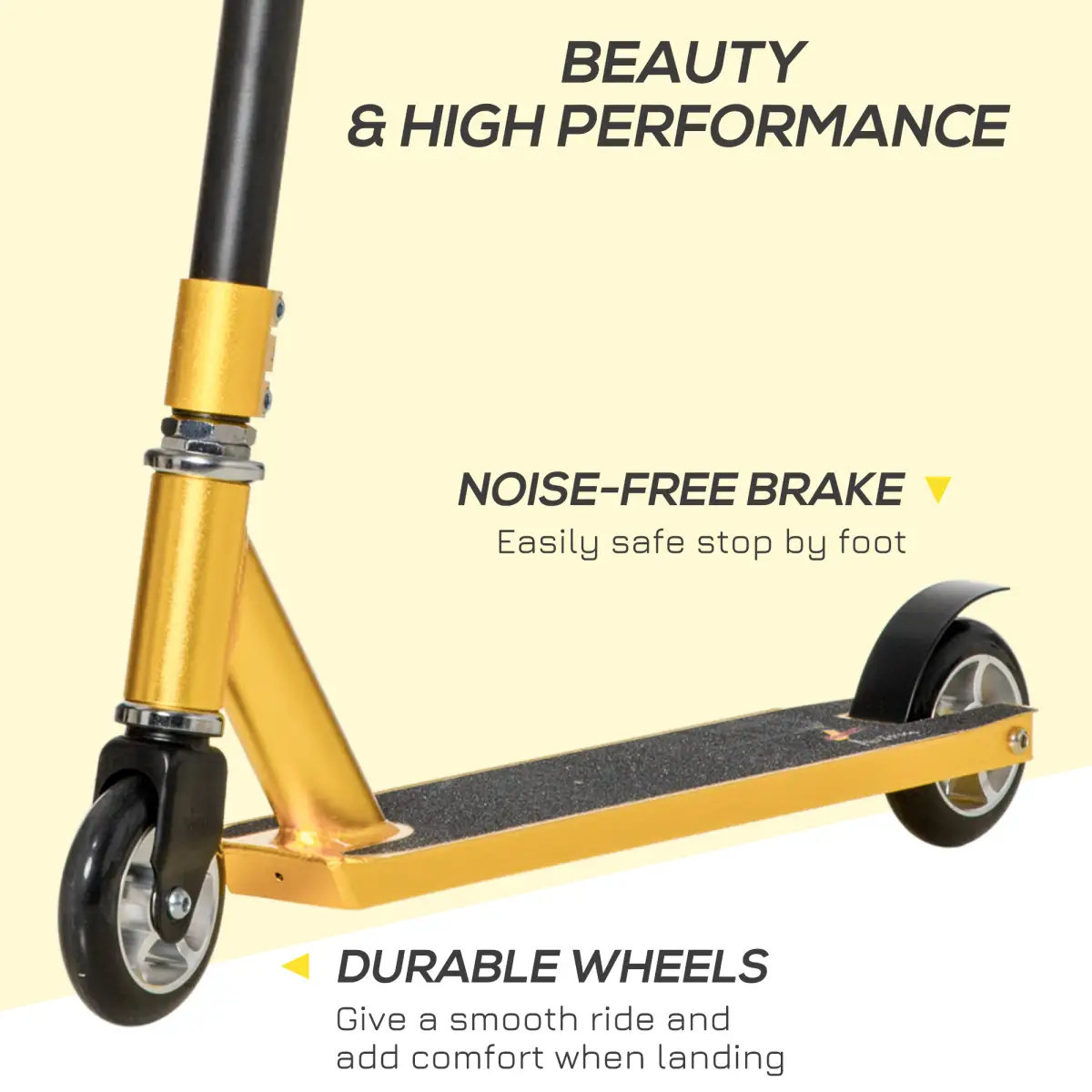 Stunt Scooter Entry Level Tricks Scooter for 14 Beginners, Gold HOMCOM by Unbranded