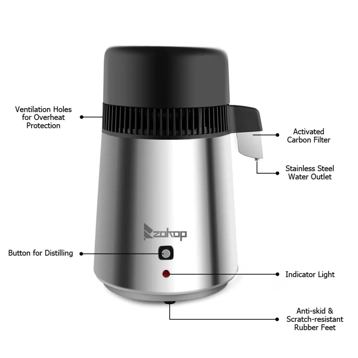 【Replace 23124634】750W Water Distiller Electric Purifier Stainless Steel Glass Water Filters by N/A