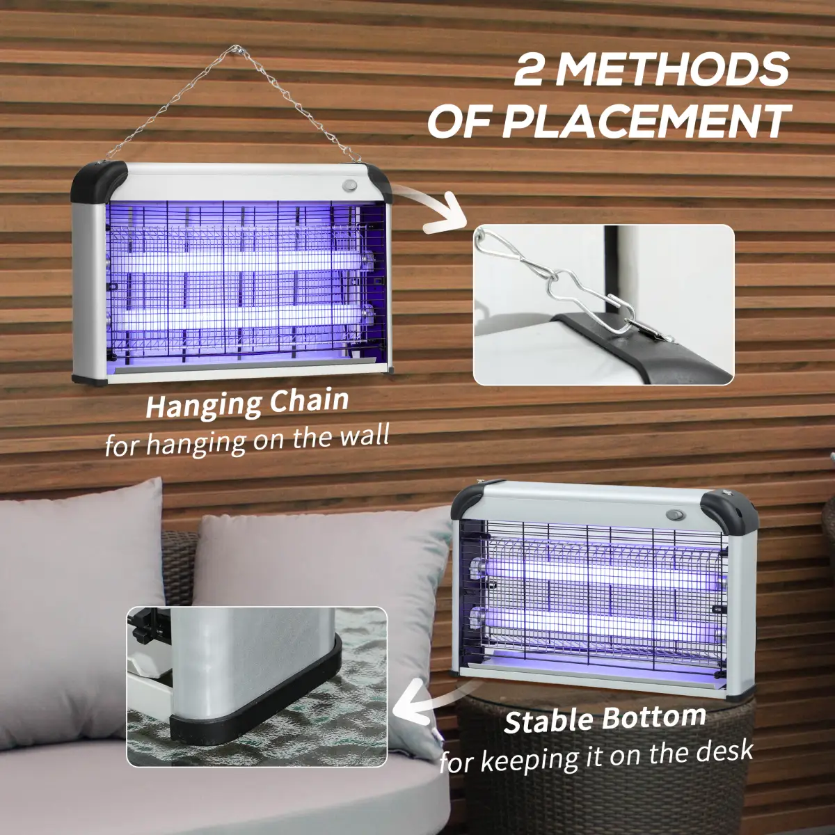 Outsunny 30W Mosquito Insect Killer Pest Bug Trap Lamp UV Fly Zapper Silver by Outsunny