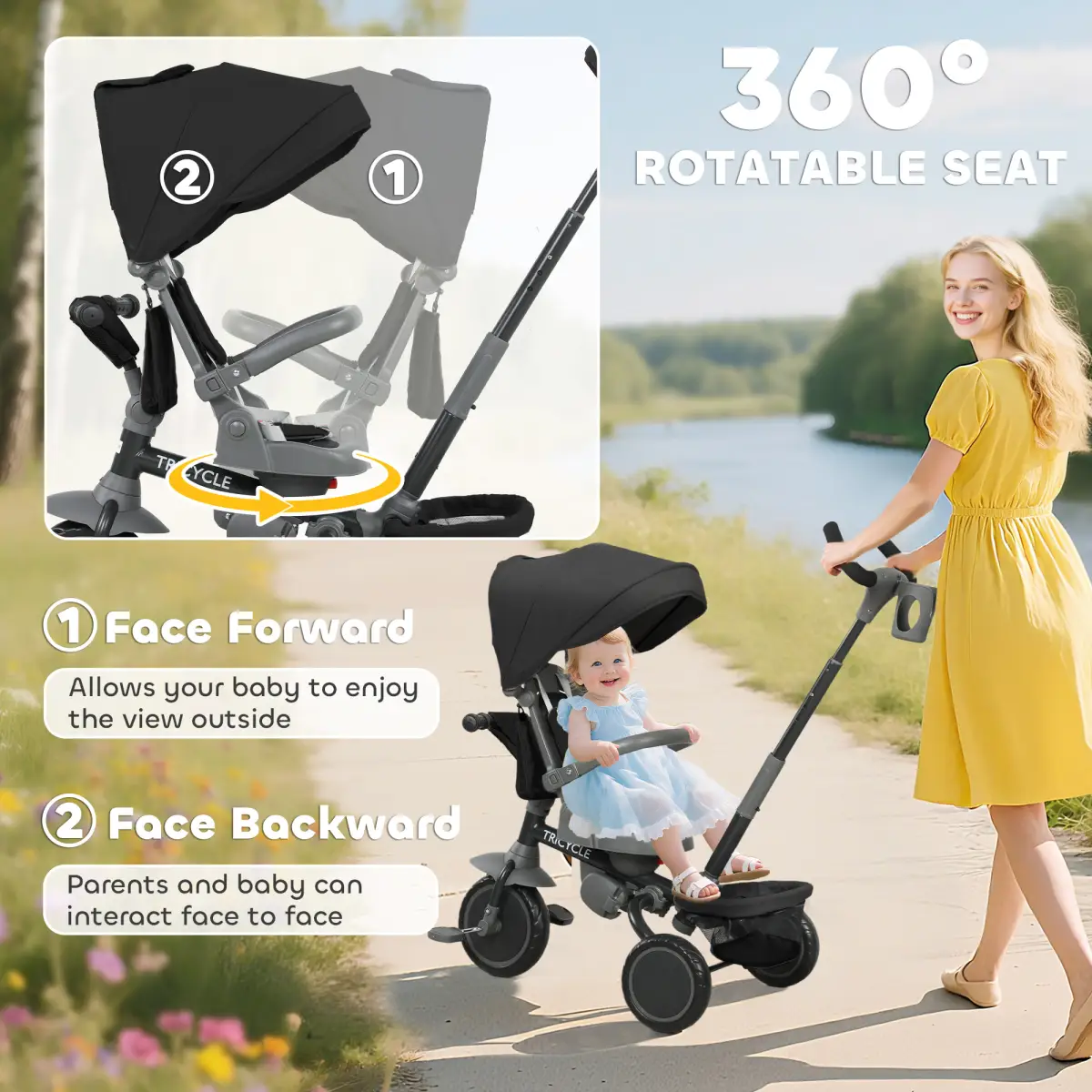 Kids Trike with Adjustable Backrest by N/A