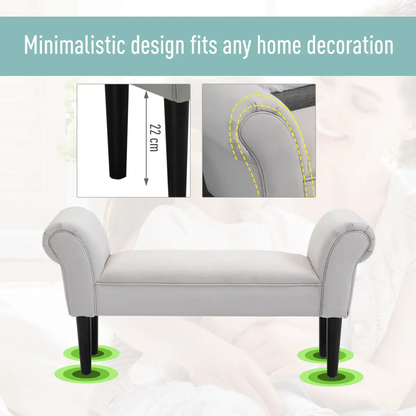 Elegant Flannelette Home End Bench Wood Legs Padding High Scrolled Ends by Unbranded