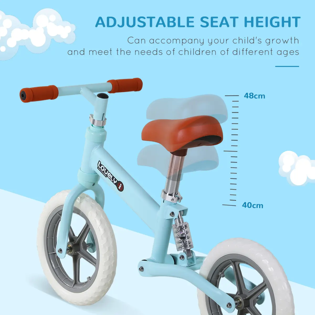Kid Balance Bike ChildrenBicycle Adjustable Seat 2-5 Years No Pedal HOMCOM by Unbranded