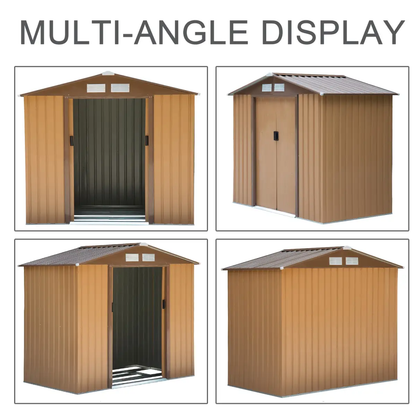 9x6 ft Metal Shed Khaki Storage Large Yard Store Door Container by Outsunny
