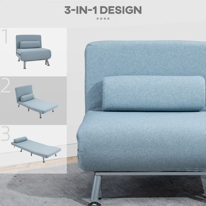 Single Folding 5 Position Convertible Sleeper Chair Sofa Bed Blue by HOMCOM