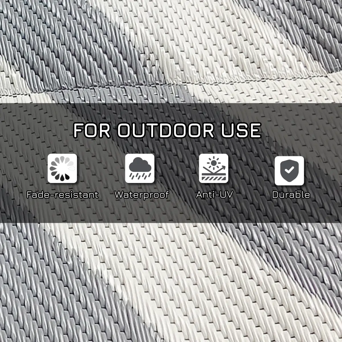 Outsunny Reversible Waterproof Outdoor Rug with Carry Bag, 182 x 274cm, Grey by Outsunny