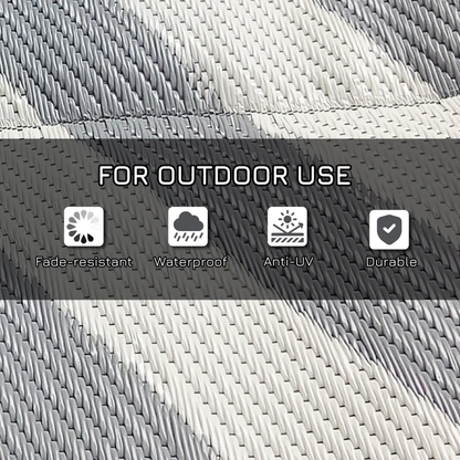 Outsunny Reversible Waterproof Outdoor Rug with Carry Bag, 182 x 274cm, Grey by Outsunny