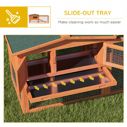 Rabbit Hutch and Run Outdoor Sliding Tray Hay Rack Ramp, 156x58x68 cm Pawhut by Unbranded