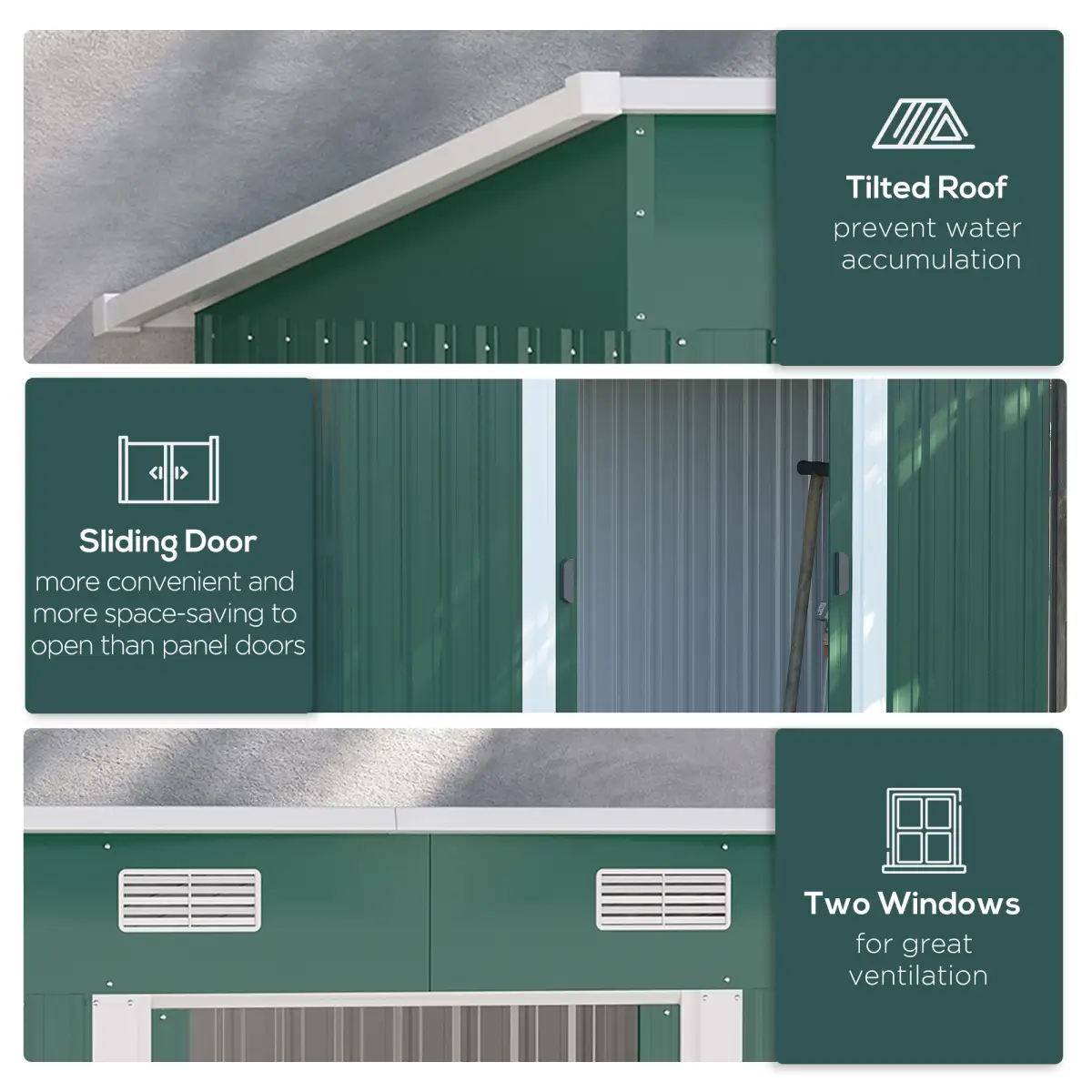 7 x 4ft Outdoor Garden Metal Storage Shed, Green by Outsunny