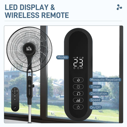 HOMCOM 12V DC Standing Fan with 75° Oscillation Mosquito Repellent Function by HOMCOM