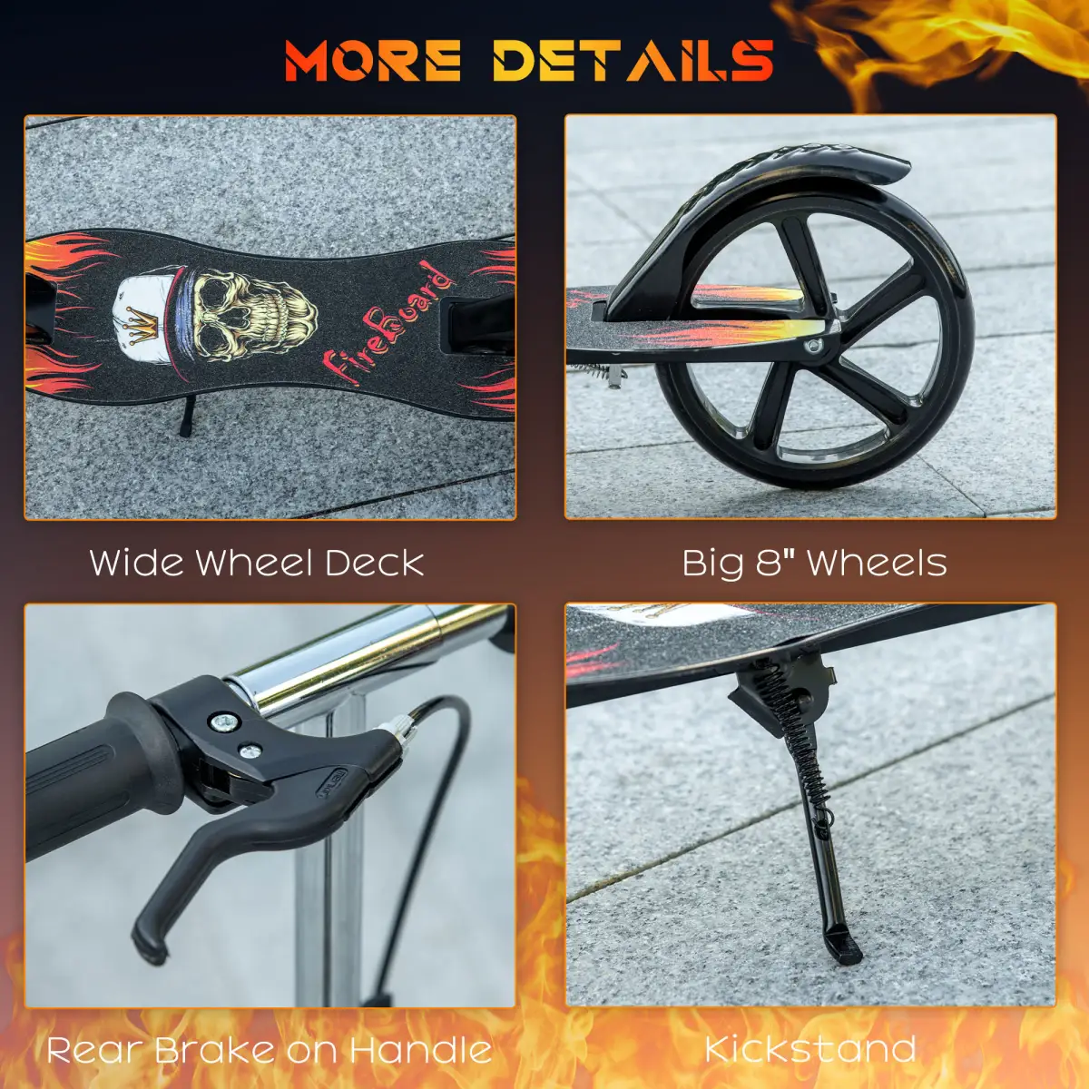 Foldable Kick Scooter for Kids w/ Adjustable Height, Break, Big Wheels by HOMCOM