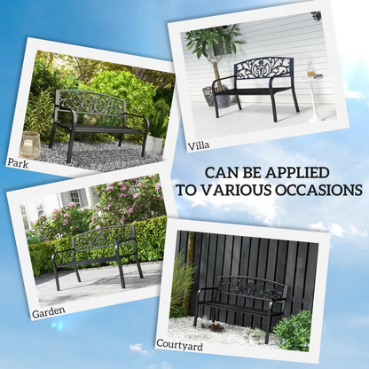 2-Seater Garden Bench, Steel-Black by Outsunny