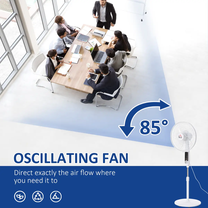 HOMCOM 54 Inch Pedestal Fan Height Adjustable 7.5h 85 Oscillation LED Panel by Unbranded