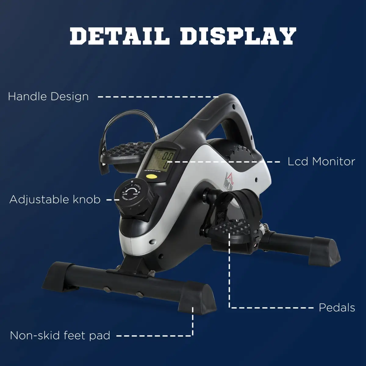 Mini Exercise Bike 8 Levels Magnetic Resistance Leg Fitness LCD Display HOMCOM by Unbranded