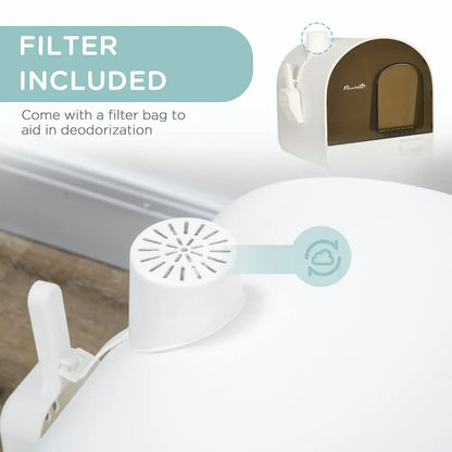 Hooded Cat Litter Tray Kitten Toilet w/ Scoop, Filter, Flap Door 43 x 44 x 47cm by PawHut
