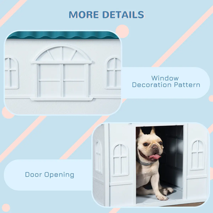 PawHut Weather-Resistant Dog House, Puppy Shelter for Medium Dogs - Blue by PawHut