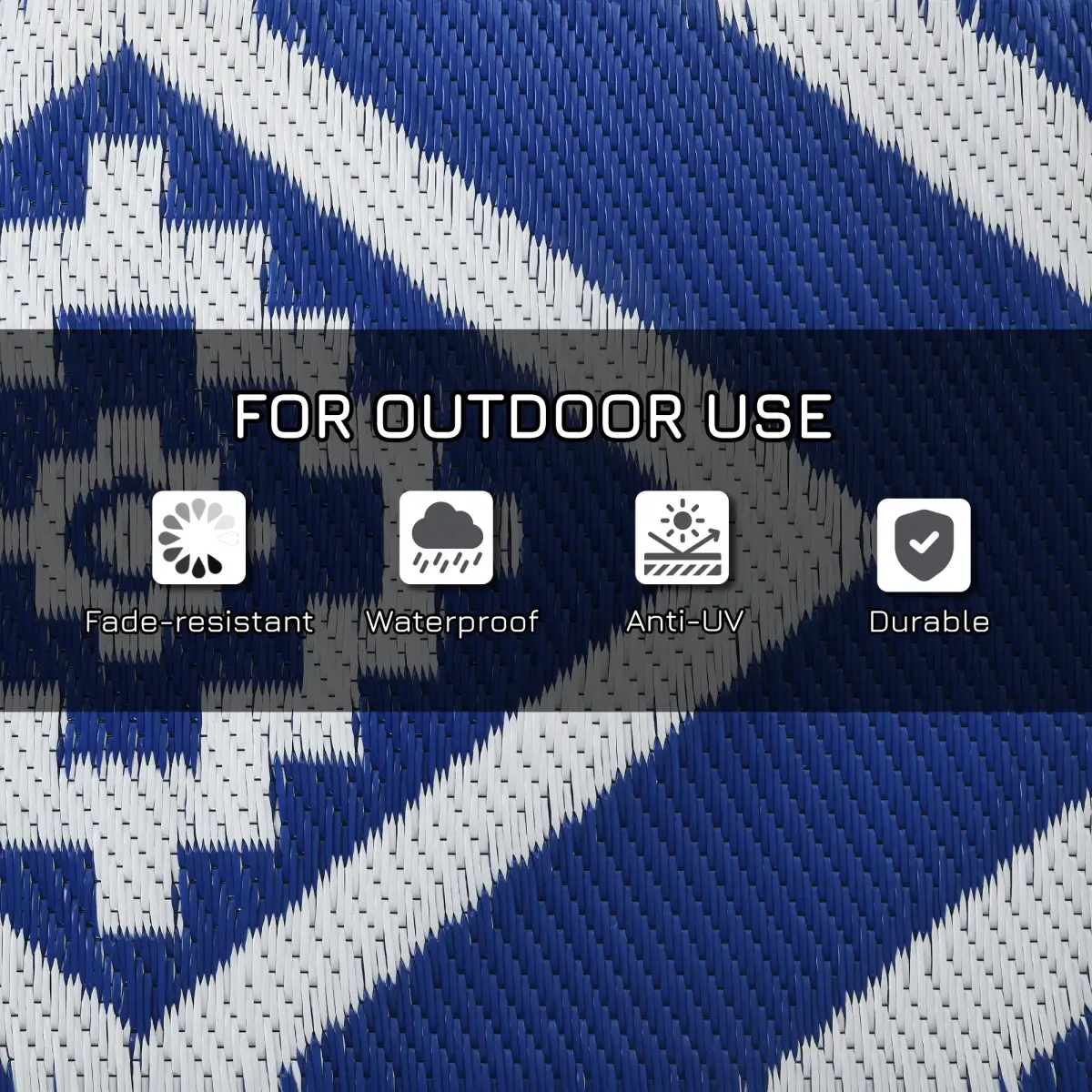 Outsunny Reversible Waterproof Outdoor Rug with Carry Bag, 182 x 274cm, Blue by Outsunny