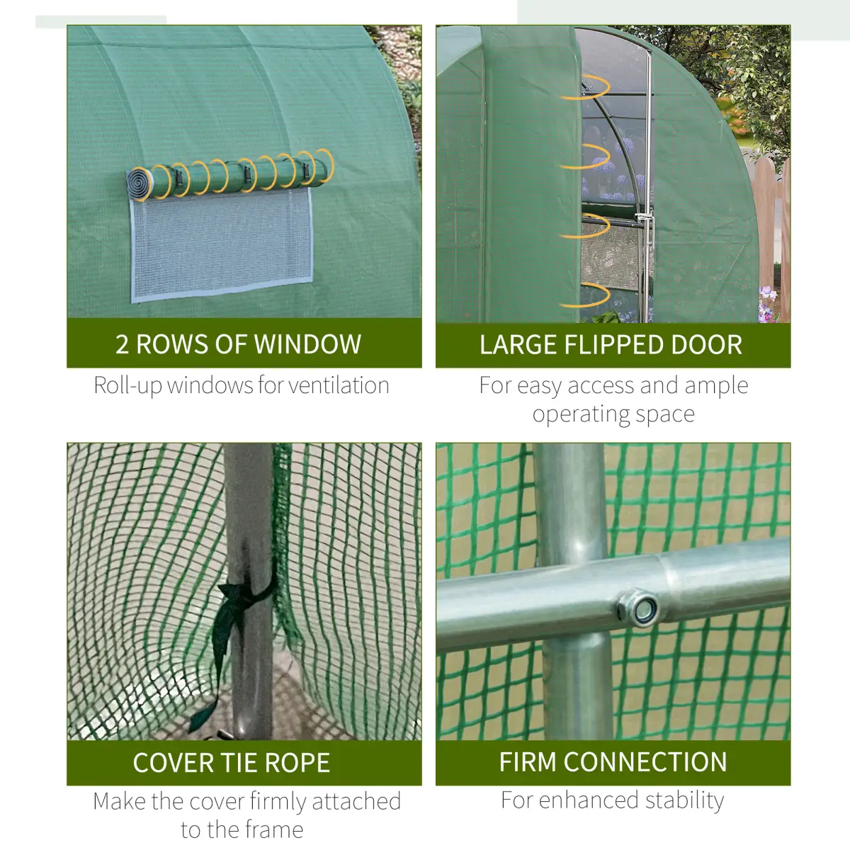 Outsunny 3 x 2M Reinforced Walk-in Polytunnel Garden Greenhouse Steel Frame by Outsunny