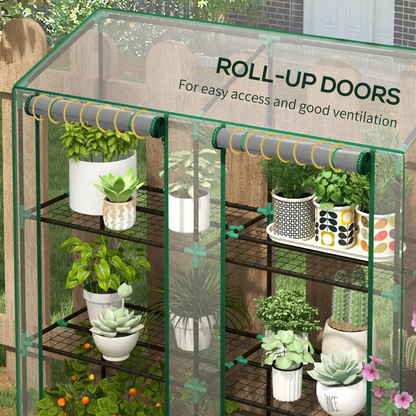 Outsunny Mini Green House with 3 Tier Shelves, 151H x 143W x 46Dcm, Clear by Outsunny