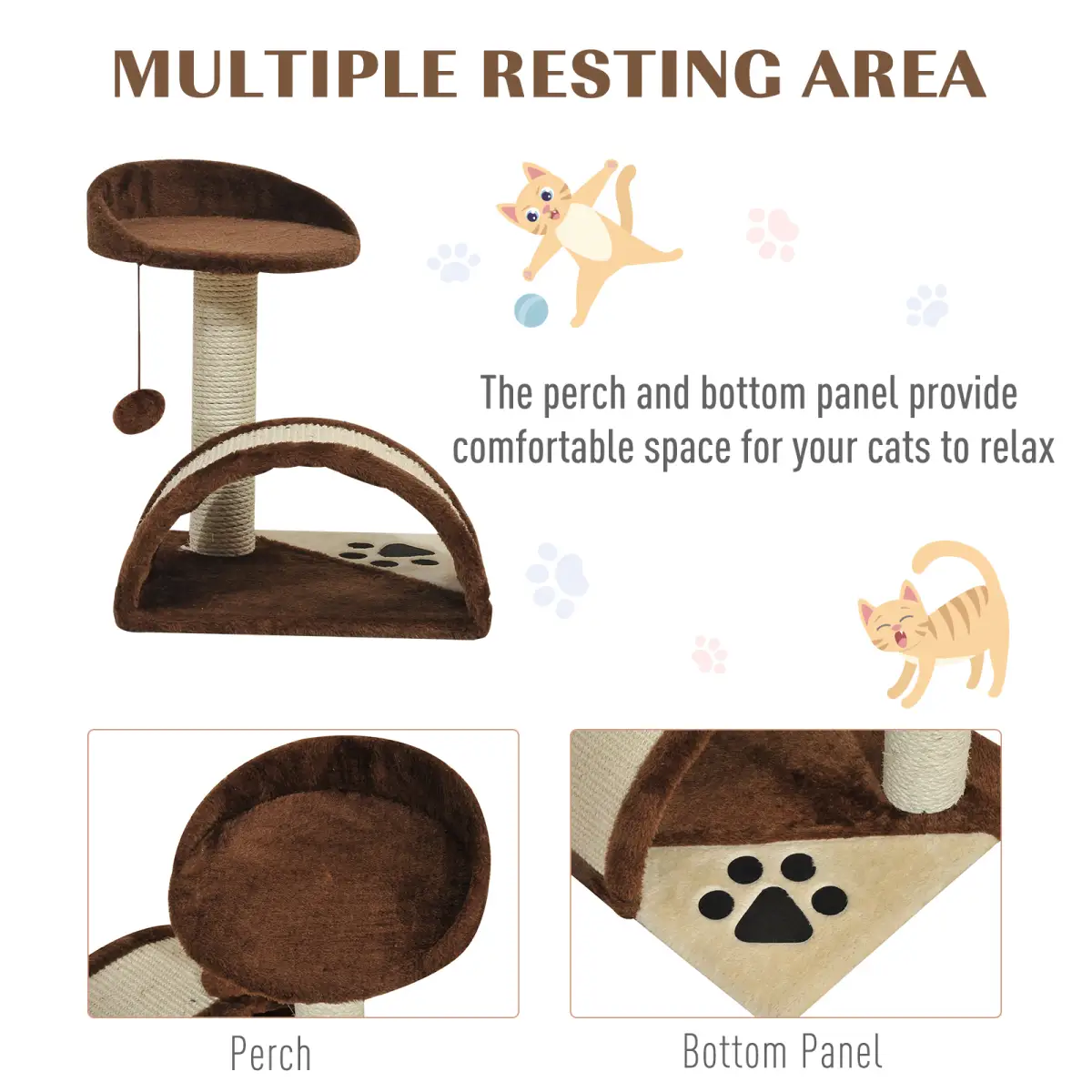 Cat Tree Kitten Scratching Scratcher Cosy Sisal Home Play Rest Activity Exercise by Pawhut