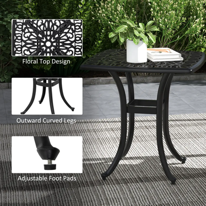 Outsunny Cast Aluminium Bistro Table with Umbrella Hole for Poolside, Black by Outsunny