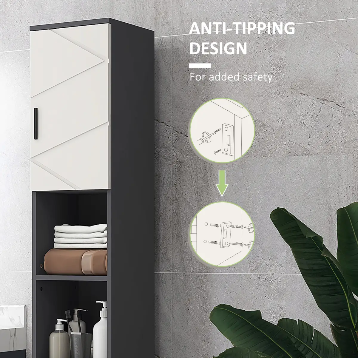 kleankin Tall Bathroom Storage Cabinet, Slim Bathroom Cabinet with Soft Close by kleankin
