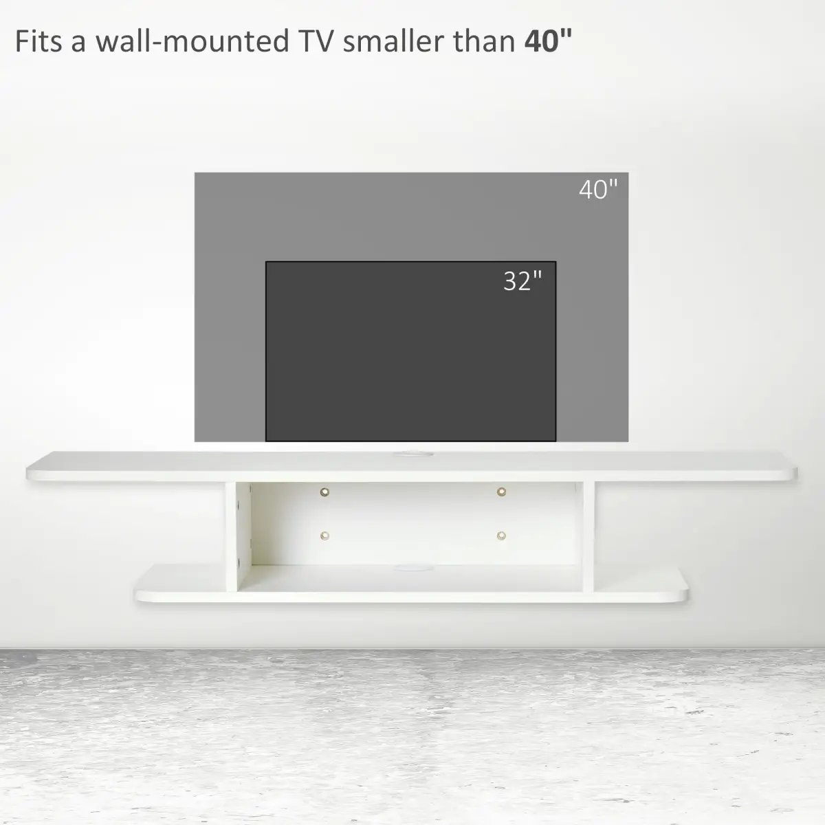 Floating TV Unit Stand Wall Mount Media Console with Storage Shelf, White by Unbranded