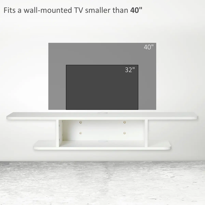 Floating TV Unit Stand Wall Mount Media Console with Storage Shelf, White by Unbranded