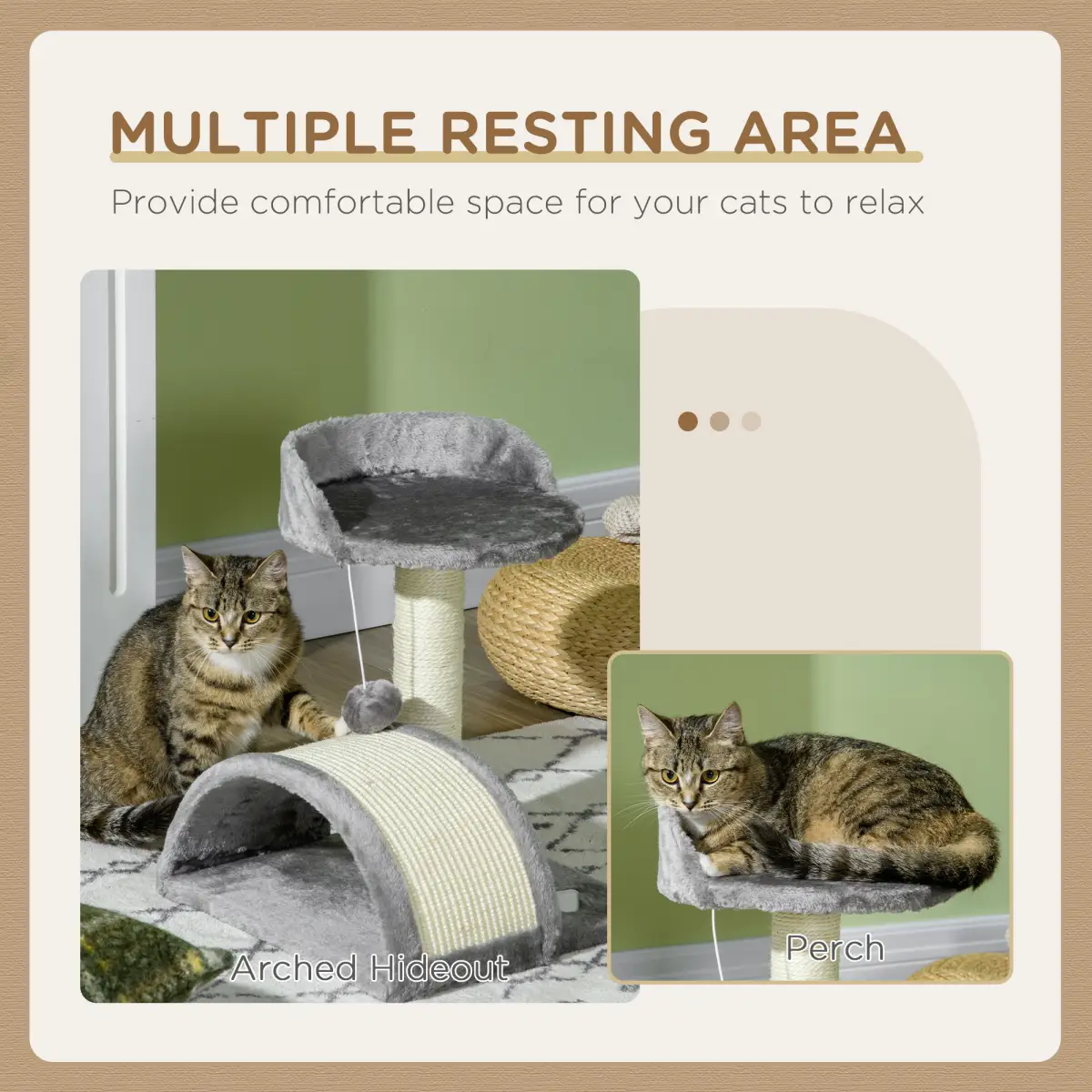 Cat Tree, Kitten Scratcher Activity Centre w/ Sisal Scratching Post, Toy Ball by PawHut