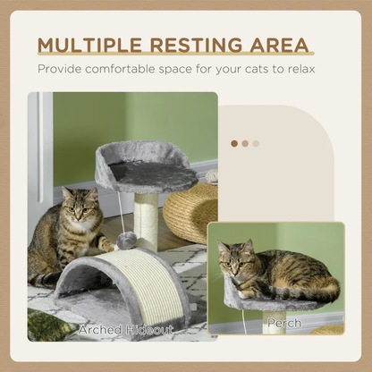 Cat Tree, Kitten Scratcher Activity Centre w/ Sisal Scratching Post, Toy Ball by PawHut