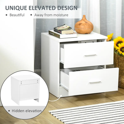 Bedside Table w/ 2 Drawers, Nightstand, Side Storage Cabinet Unit by HOMCOM