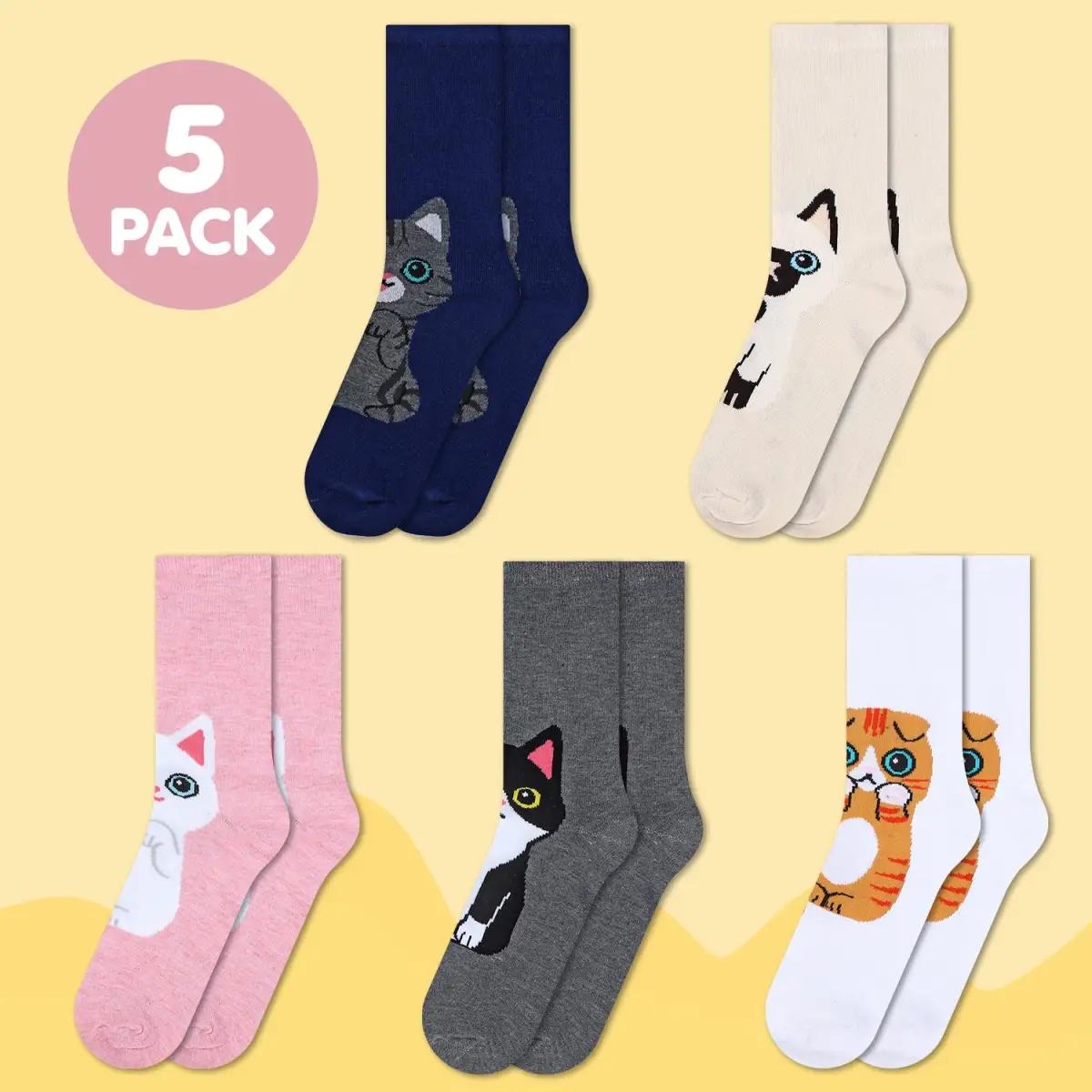 VINSANI KITTY SOCKS 5pk 1010418 by Vinsani