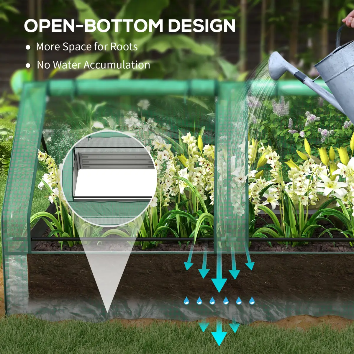 Outsunny Raised Garden Bed Planter Box with Greenhouse, Green and Dark Grey by Outsunny