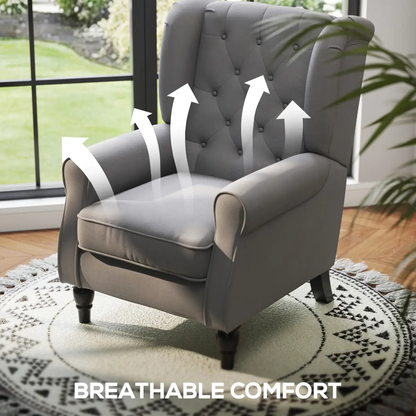 Accent Armchair Home Furniture Retro Tufted Club Wood Fabric Dark Grey by HOMCOM